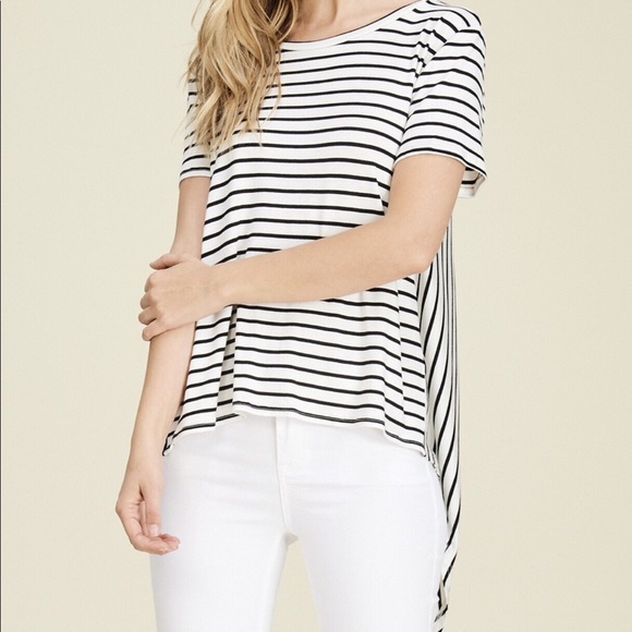 Tops - Slit Back Striped Top